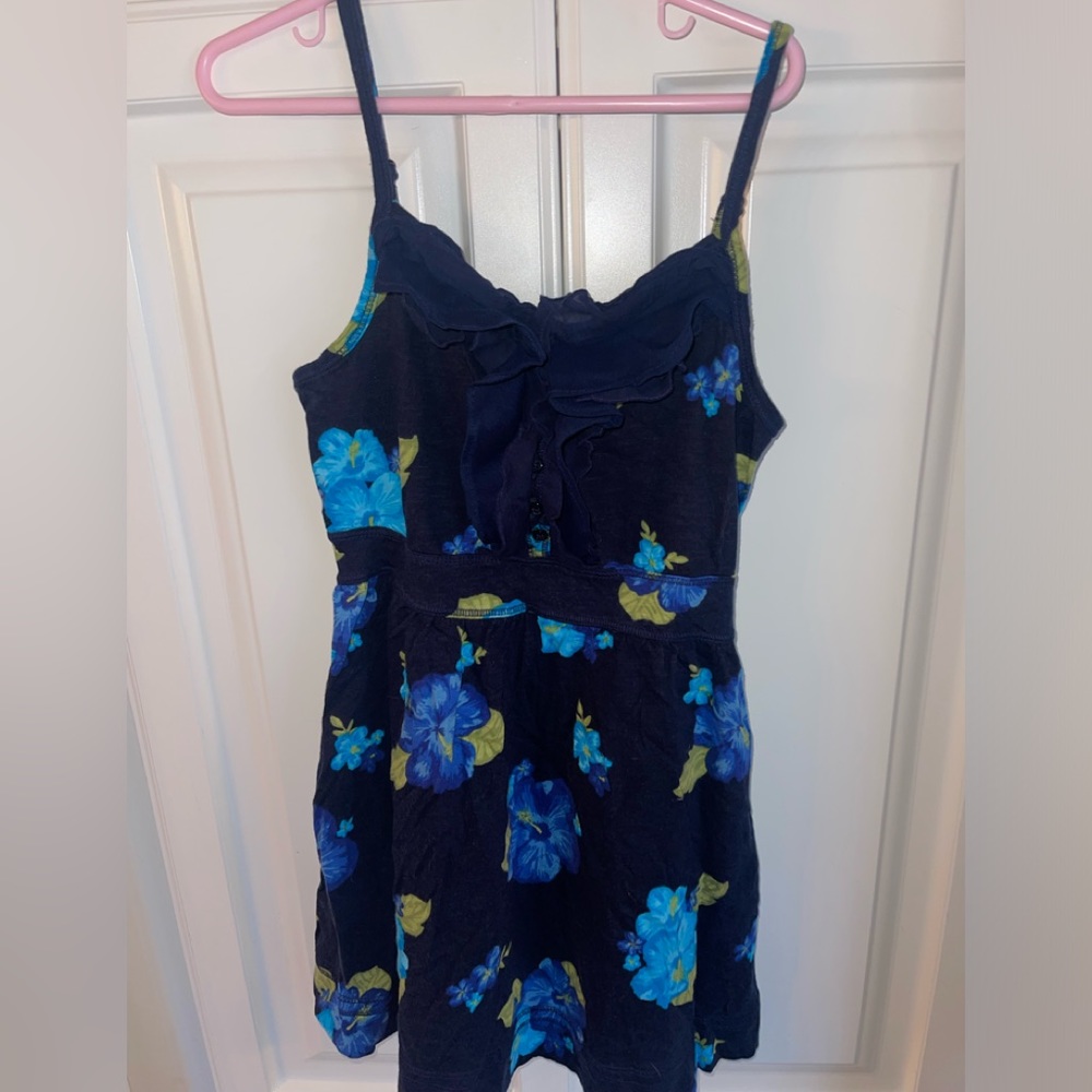 Cherokee Girls Floral Sundress Sz M 6/7 Navy Blue